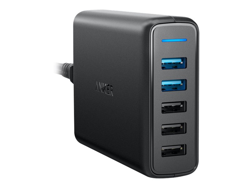 Anker Innovations Anker PowerPort Speed 5 - Netzteil - 63 Watt - 4.8 A - QC 3.0 - 5 Ausgabeanschlussstellen (3 x USB Typ A, 2 x 9-polige USB Typ A)