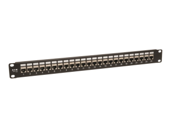 Tripp Eaton Tripp Lite Series 24-Port Shielded Cat6 Patch Panel Feed Through Rackmount RJ45 1URM TAA - Patch Panel - CAT 6e - STP - RJ-45 X 24 - Schwarz - 1U - 48.3 cm (19)
