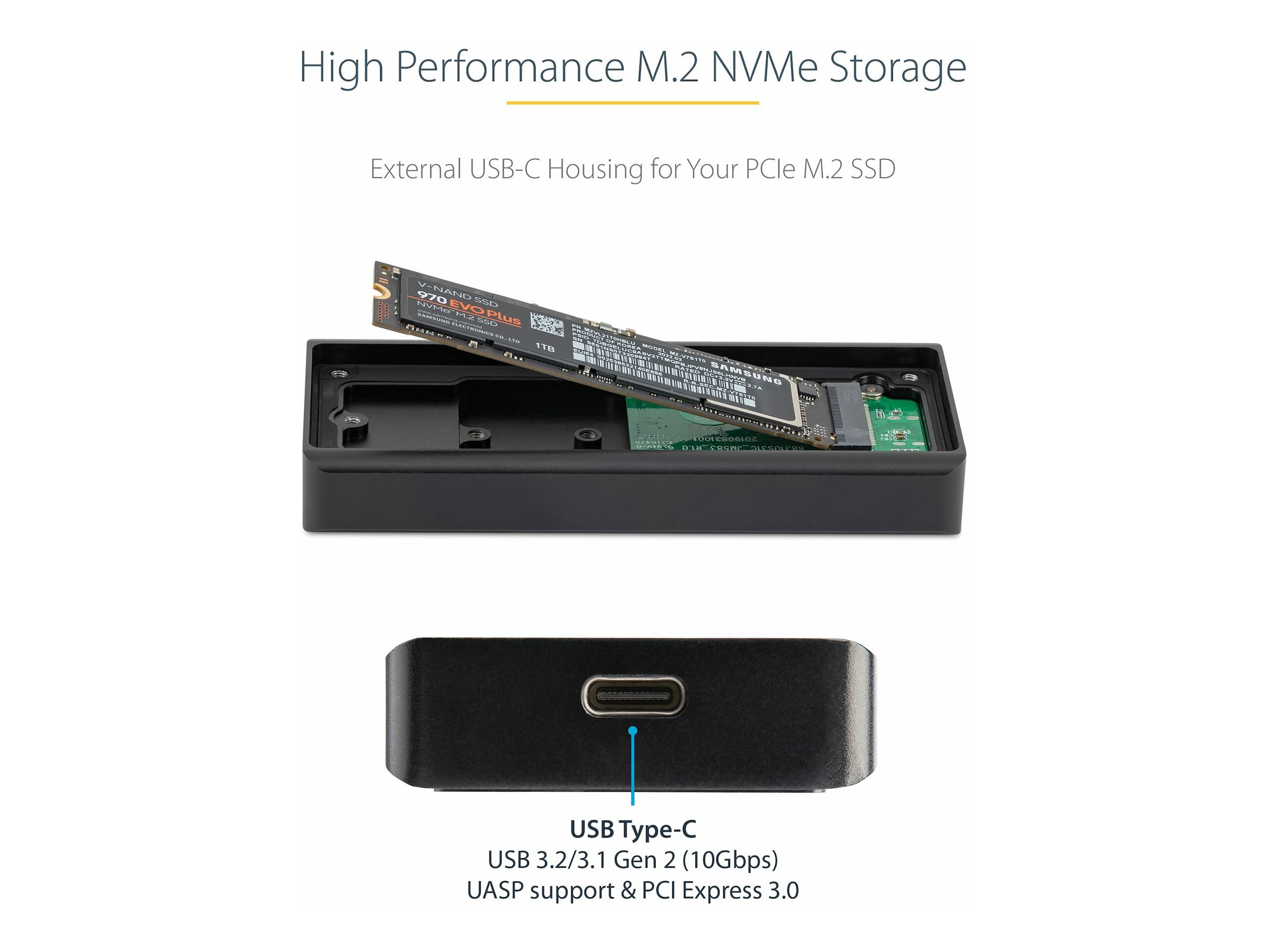 StarTech.com M2E1BRU31C M.2 NVMe PCIe SSD-Gehäuse (IP67  robust USB 3.1 Gen 2 (10 Gbits)