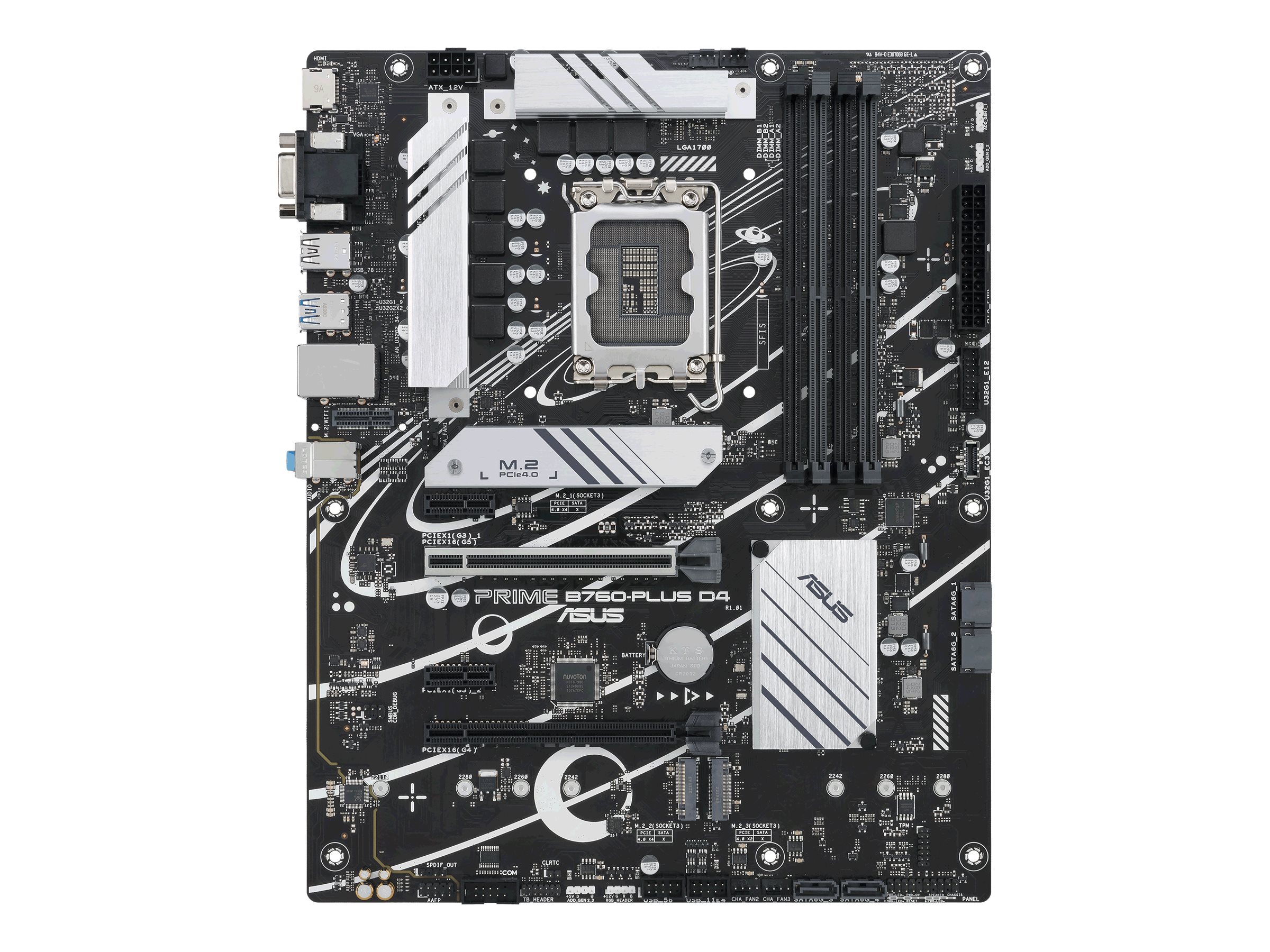 ASUS PRIME B760-PLUS D4 - Motherboard - ATX - LGA1700-Sockel - B760 Chipsatz - USB-C 3.2 Gen 2x2, USB-C 3.2 Gen 1, USB 3.2 Gen 2, USB 3.2 Gen 1, USB4 - 2.5 Gigabit LAN - Onboard-Grafik (CPU erforderlich)