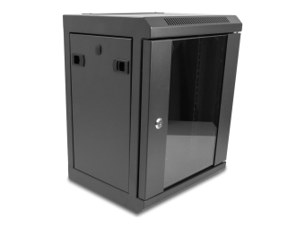 Delock Gehäuse - mit Glastür - geeignet für Wandmontage Ständer montierbar - Schwarz - 8U - 25.4 cm (10)