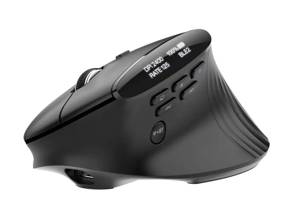 Acer Smart Fit - Maus - vertikal - ergonomisch - Laser - 10 Tasten - kabellos - 2.4 GHz, Bluetooth 5.0 - kabelloser Empfänger (USB)