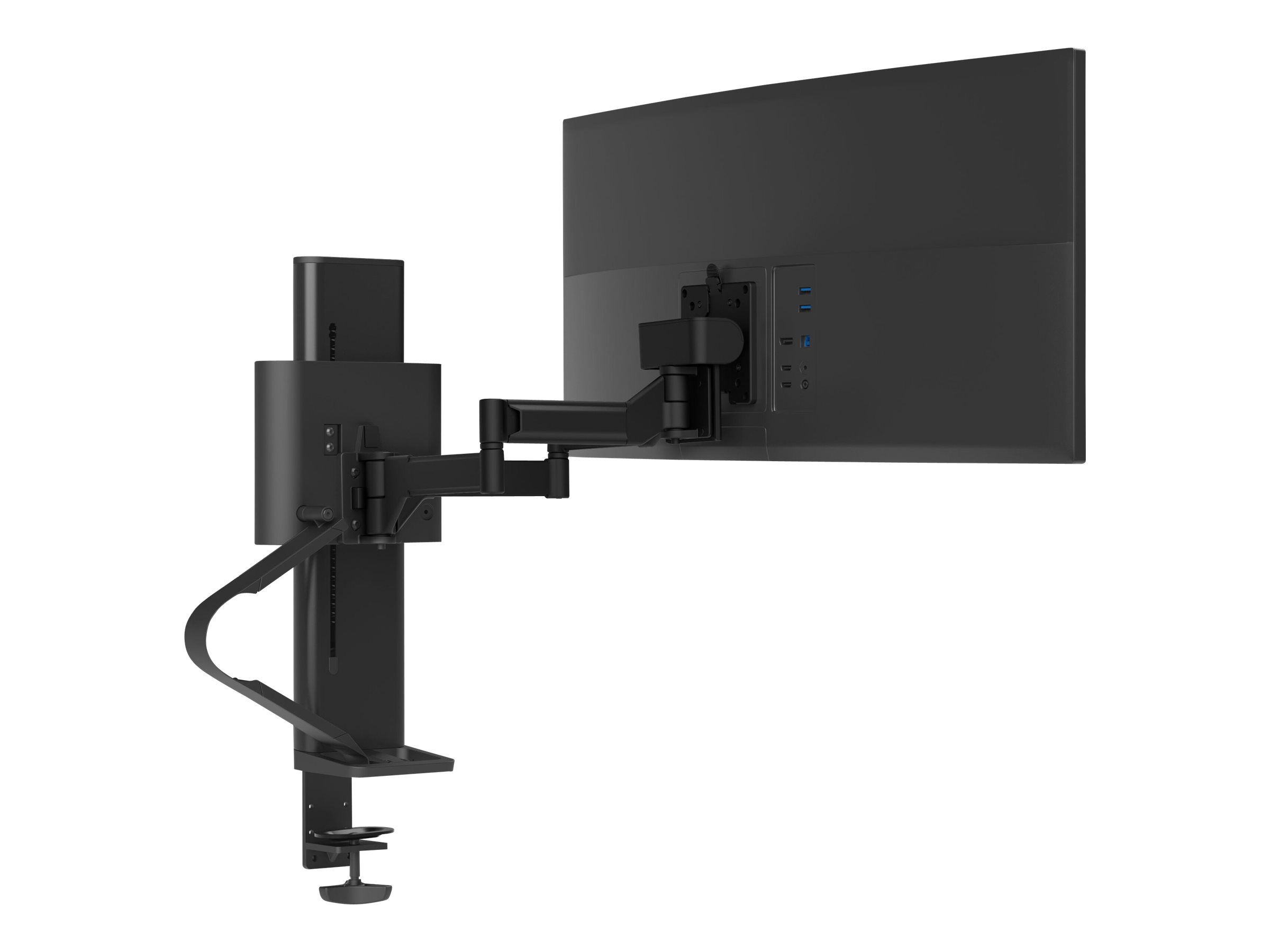Ergotron TRACE - Befestigungskit (Pivot, Basis, VESA-Abstandshalter, Hubsäule, Verlängerungsarm, 2-teilige Tischklemme) - Konstante Krafttechnologie - für LCD-Display - mattschwarz - Bildschirmgröße 54.6-96.5 cm (21.5-38")