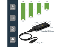 StarTech.com SSD Festplattengehäuse für M.2 Festplatten - USB 3.1 Type C - NGFF - USB C Kabel - USB 3.1 Case auf M2 Adapter - Speichergehäuse - M.2 - SATA 6Gbs - USB 3.1 (Gen 2)