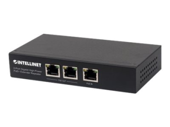 Intellinet 2-Port Gigabit High-Power PoE+ Extender IEEE 802.3ataf PoE+PoE verlängert die Reichweite einer PoE-Verbindung um zusätzliche 100 Meter 2 PSE-Ports Metall