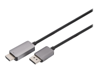 DIGITUS Adapterkabel - DisplayPort männlich Verriegelung zu HDMI männlich - 1 m - Schwarz - Druckknopf, Dolby DTS-HD Master Audio-Unterstützung, Dolby TrueHD-Unterstützung, unterstützt 8K 60 Hz (7680 x 4320)