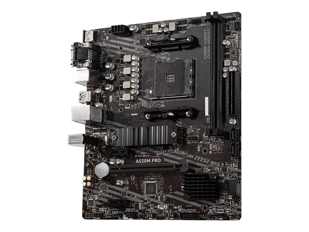 MSI A520M PRO - Motherboard - micro ATX - Socket AM4 - AMD A520 Chipsatz - USB 3.2 Gen 1 - Gigabit LAN - Onboard-Grafik (CPU erforderlich)