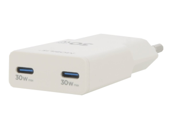 Mobilis Netzteil - ultra-kompakt - 30 Watt - PDPPS, Fast Charge - 2 Ausgabeanschlussstellen (USB-C)
