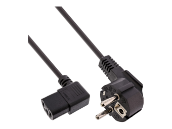 InLine Netzkabel - Schutzk. gew.  Kaltgerätest. C13 links abgew. - schwarz - 18m