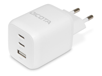 Dicota Netzteil - kompakt GaN - 65 Watt - 5 A - PD 3.0 - 3 Ausgabeanschlussstellen (2 x USB-C USB)