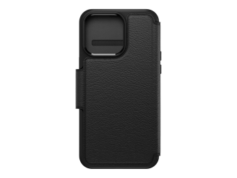 OtterBox Strada Series Folio - Flip-Hülle für Mobiltelefon - kompatibel mit MagSafe - Leder - Shadow (schwarz)