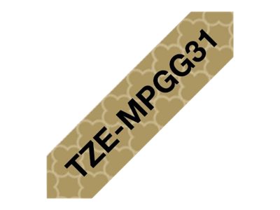 Brother TZe-MPGG31 - Schwarz auf goldenen Geometriemustern - Rolle (1,2 cm x 4 m)