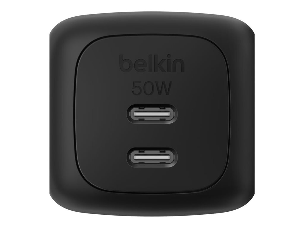Belkin BoostCharge Pro - Netzteil - GaN - 50 Watt - Fast Charge, PD 3.1PPS - 2 Ausgabeanschlussstellen (2 x USB-C)