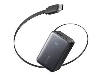 Anker Innovations Anker Nano - Powerbank - Integables USB-C-Kabel - 10000 mAh - 45 Watt - FC 2.0 - 3 Ausgabeanschlussstellen (2 x USB-C, USB)