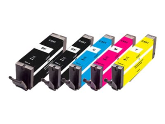 Peach Multi Pack - 5er-Pack - S - Schwarz, Gelb, Cyan, Magenta, Photo schwarz - kompatibel - Tintenpatrone (Alternative zu Canon CLI-551, Canon PGI-550)