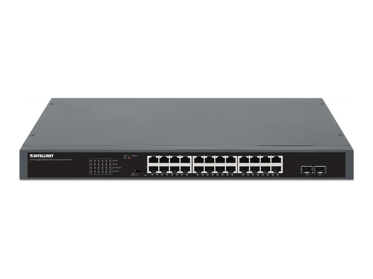 Intellinet Switch - 24 x 101001000 (PoE+) + 2 x 10 Gigabit SFP - an Rack montierbar - PoE+ (370 W)