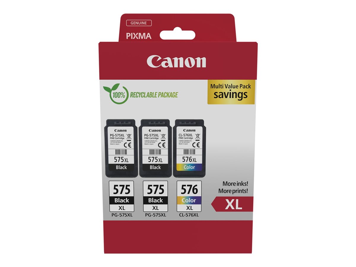 Canon PG-575XLx2CL-576XL Multipack - 3er-Pack - Hohe Ergiebigkeit - Schwarz, Farbe (Cyan, Magenta, Gelb)