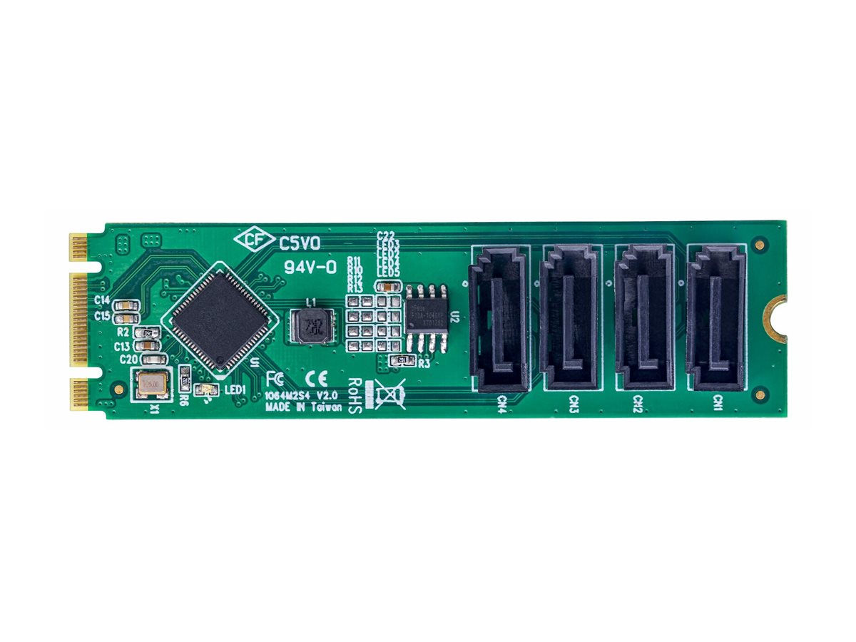 StarTech.com 4-Port M.2 to SATA Adapter Card, M.2 PCIe 3.0 to SATA HDDSSD Expansion Card, ASM1064 Chipset, M.2 NVMe to 4x HDDSSD for WindowsmacOSLinux