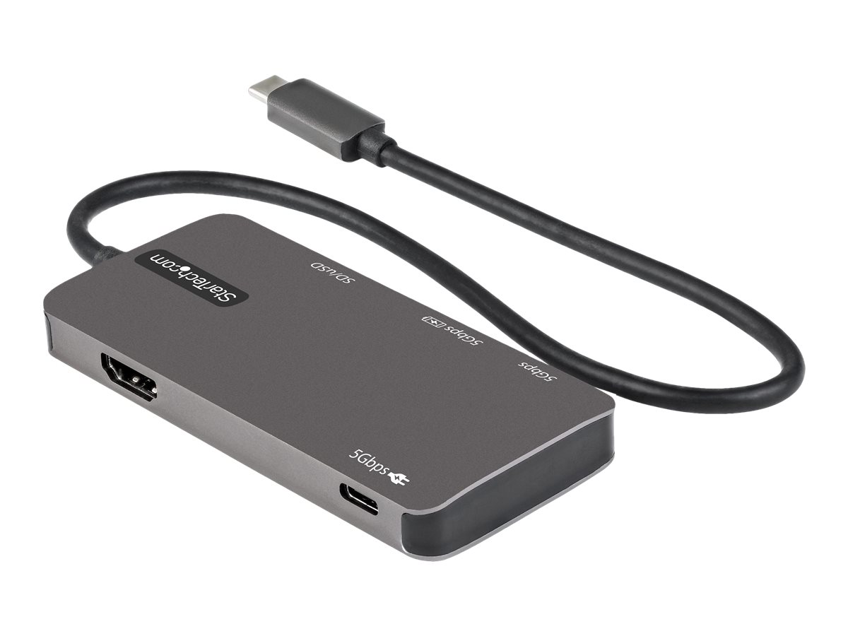 StarTech.com USB-C Multiport Adapter - USB-C auf 4K-HDMI, 100W PD Pass-Through, SD-MicroSD-Steckplatz -  USB-C-Mini-Dock - 30 cm langes Kabel (DKT30CHSDPD)