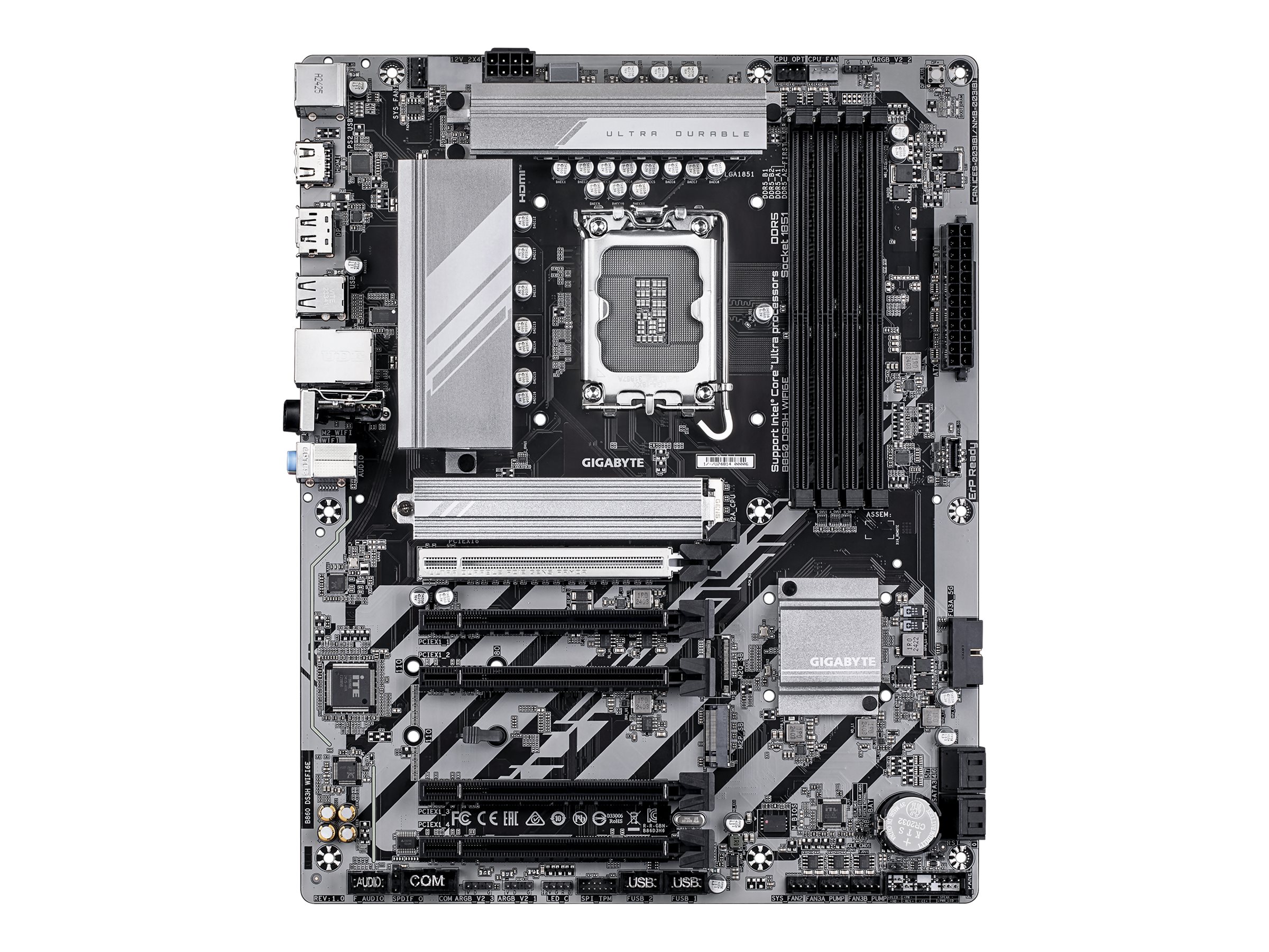 Gigabyte B860 DS3H WIFI6E - Motherboard - ATX - LGA1851-Sockel - B860 Chipsatz - USB-C 3.2 Gen 2x2, USB 3.2 Gen 2, USB-C 3.2 Gen 1, USB 3.2 Gen 1 - 2.5 Gigabit LAN, Bluetooth, Wi-Fi 6E - Onboard-Grafik (CPU erforderlich)