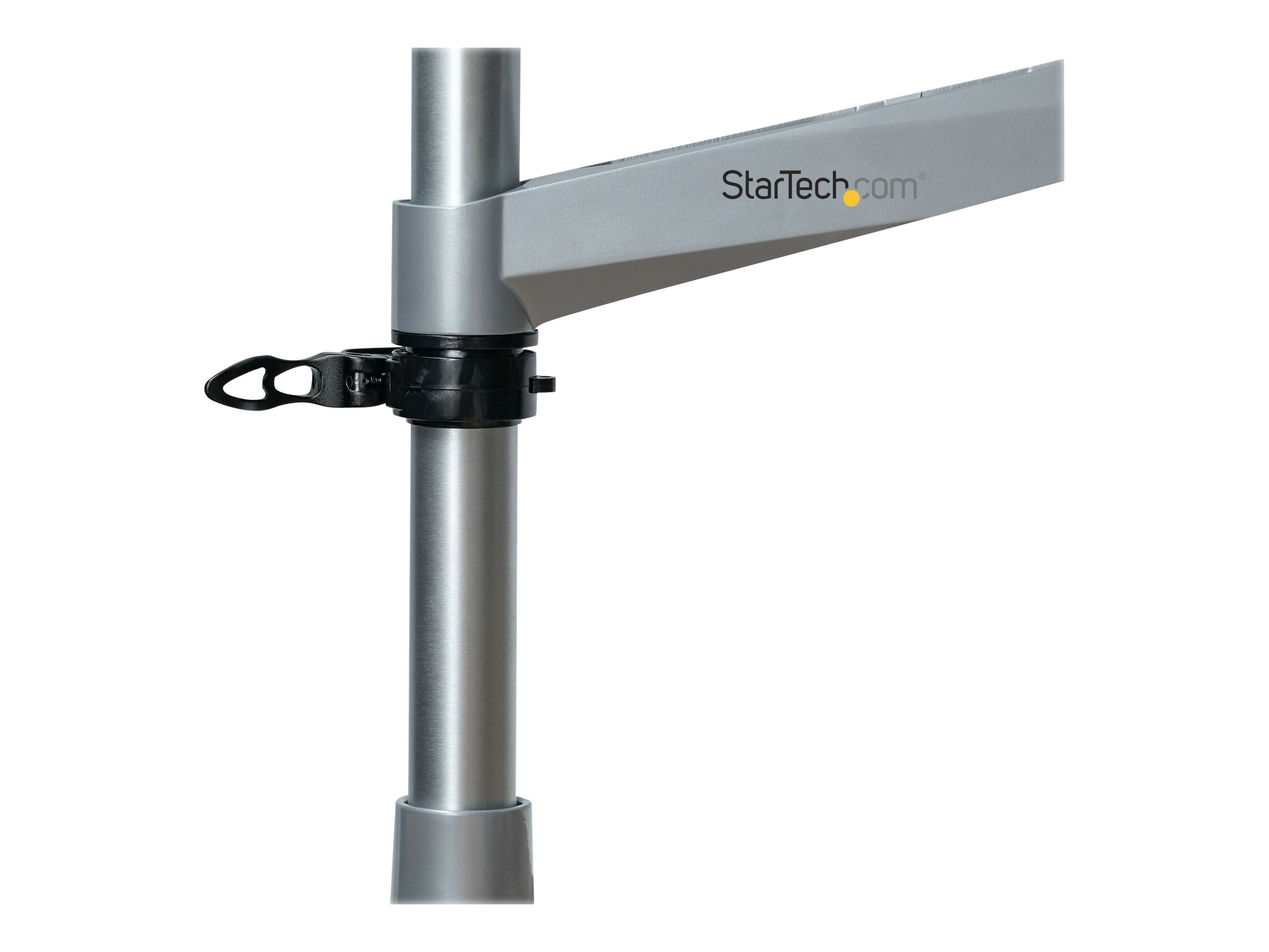 StarTech.com Desk Mount Monitor Arm, VESA or Apple iMacThunderbolt Display up to 14kg, Articulating Height Adjustable Single Desktop Monitor Pole Mount, Desk Clamp or Grommet, Silver - Small Footprint Design (ARMPIVOTB2)