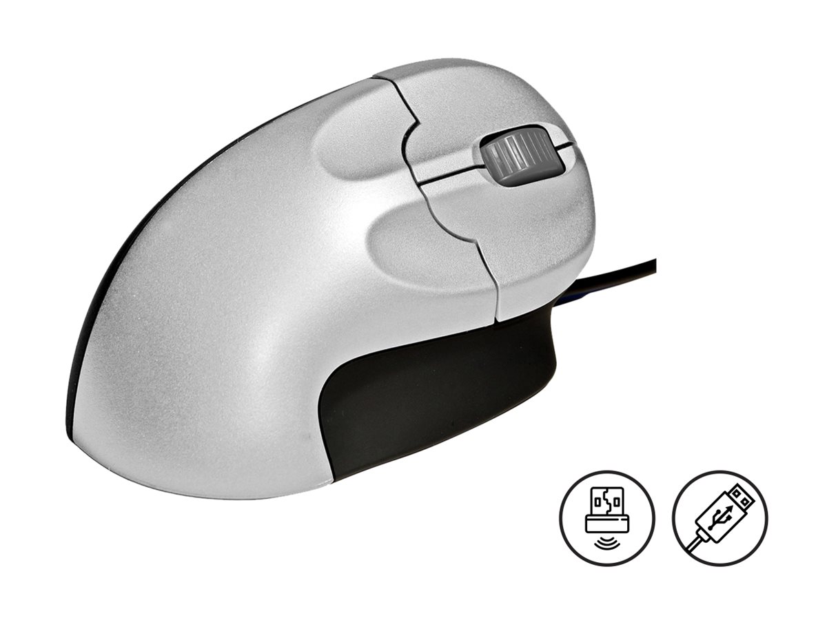 Bakker Grip Mouse - Maus - optisch - 3 Tasten - kabellos - kabelloser Empfänger (USB)