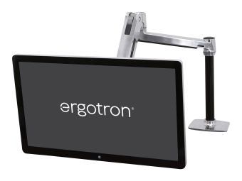 Ergotron LX - Befestigungskit (Verlängerungsarm, Stange, VESA-Adapter, Steh-Sitz-Arm, Tisch-Klemme, Befestigung für Kabeldurchgang) - für LCD-Display - Aluminium - Polished Aluminum - Bildschirmgröße bis zu 106,7 cm (bis zu 42 Zoll)