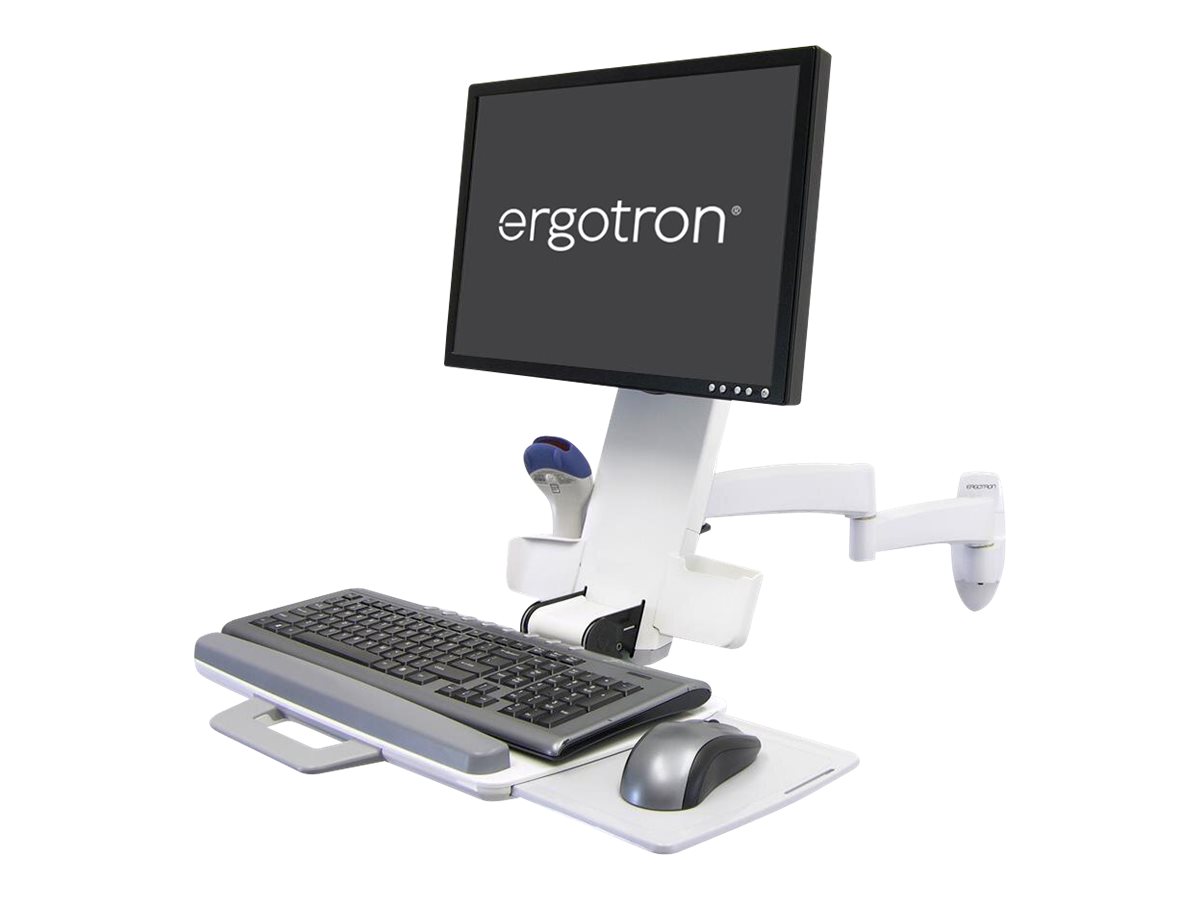 Ergotron 200 Series - Befestigungskit (Gelenkarm, Tastaturablage mit linkerrechter Mausablage, Barcode-Scanner-Halter) - für LCD-Display  PC-Ausrüstung - Stahl - weiß - Bildschirmgröße bis zu 61 cm (bis zu 24 Zoll)
