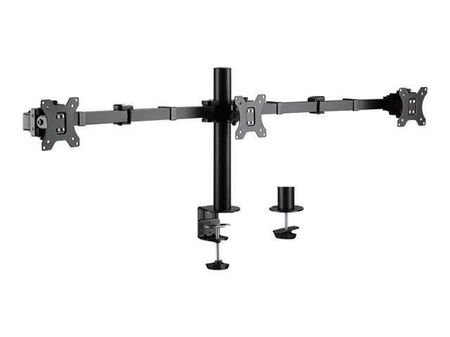 LogiLink Befestigungskit (Klammer, Kabeldurchführungsklemme, Stange, 2 Gelenkarme) - für 3 LCD-Anzeigen - Stahl - Schwarz - Bildschirmgröße 43.2-68.6 cm (17"-27")