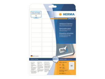 HERMA Special - Papier - matt - selbstklebend entfernbarer Klebstoff - weiß - 35.6 x 16.9 mm 2000 Etikett(en) (25 Bogen x 80)