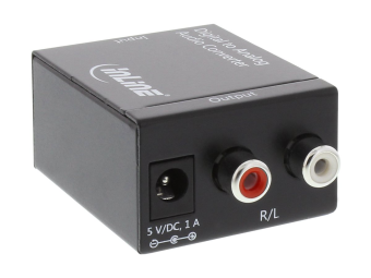 InLine Audio DA-Wandler - Eingang Toslink oder Cinch - Ausgang 2x Cinch Stereo
