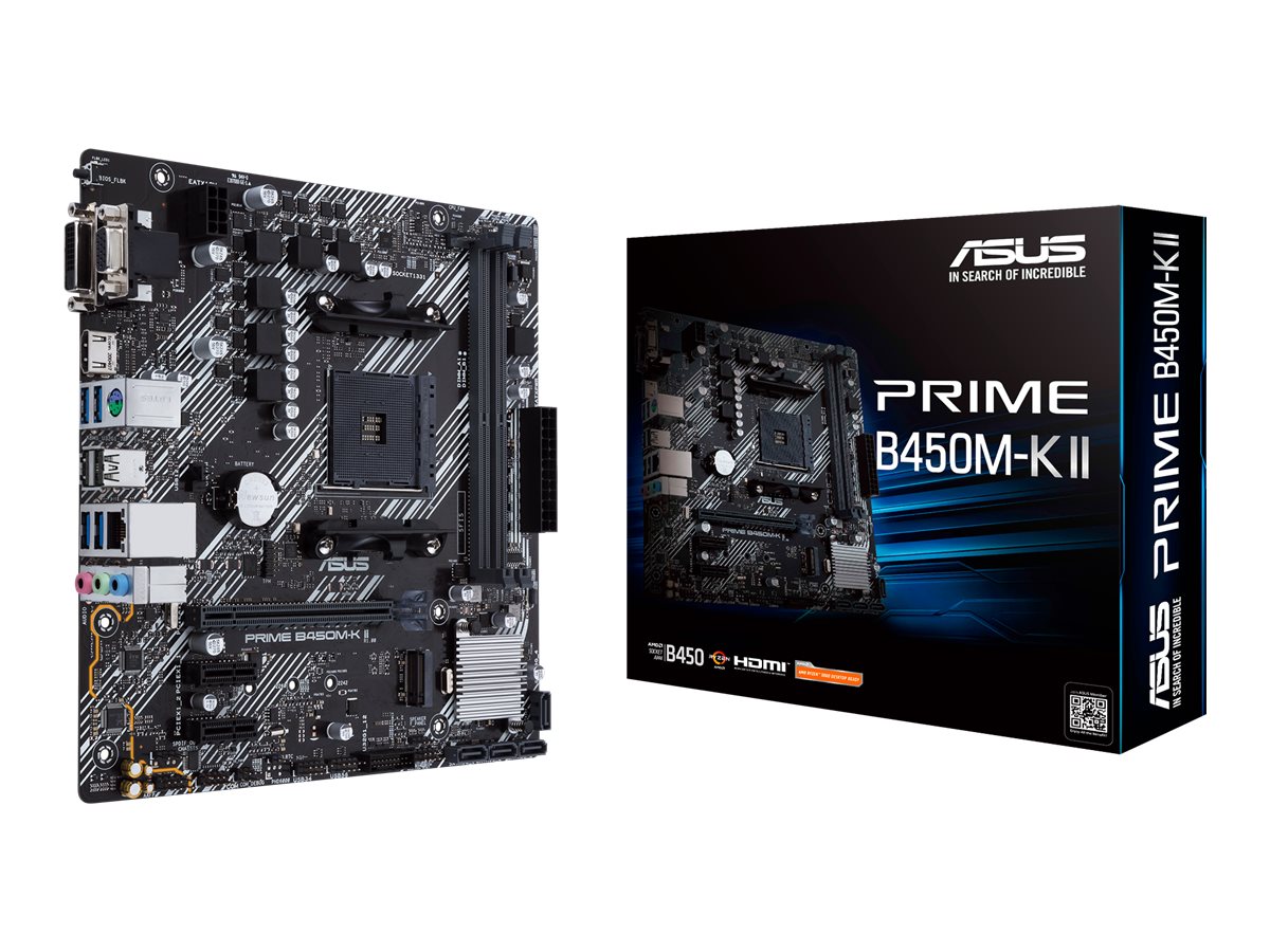 ASUS PRIME B450M-K II - Motherboard - micro ATX - Socket AM4 - AMD B450 Chipsatz - USB 3.2 Gen 1 - Gigabit LAN - Onboard-Grafik (CPU erforderlich)