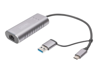 DIGITUS USB Type-C Gigabit Ethernet Adapter 2.5G USB-C + USB A (USB3.13.0)