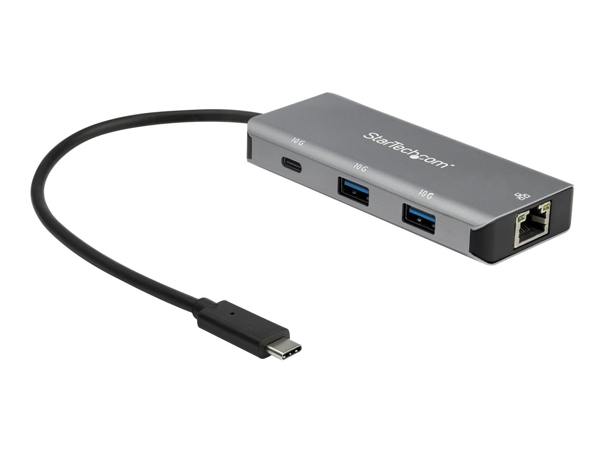 StarTech.com HB31C2A1CGB 3-Port-USB-C-Hub (mit LAN-Anschluss , 10 Gbits, 2x USB-A und 1x USB-C, 25 cm Hostkabel)