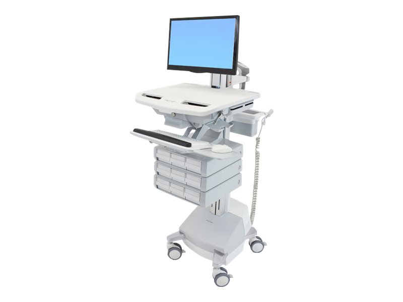 Ergotron Wagen - offene Architektur - für LCD-Display  PC-Ausrüstung - medizinisch - Kunststoff, Aluminium, verzinker Stahl - Grau, weiß, Polished Aluminum - Bildschirmgröße bis zu 61 cm (bis zu 24 Zoll)