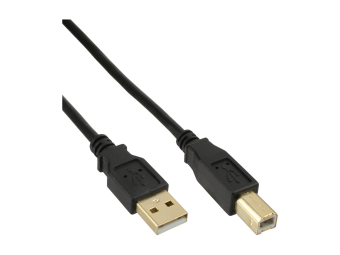 InLine USB 2.0 Kabel - A an B - schwarz - Kontakte gold - 0,3m