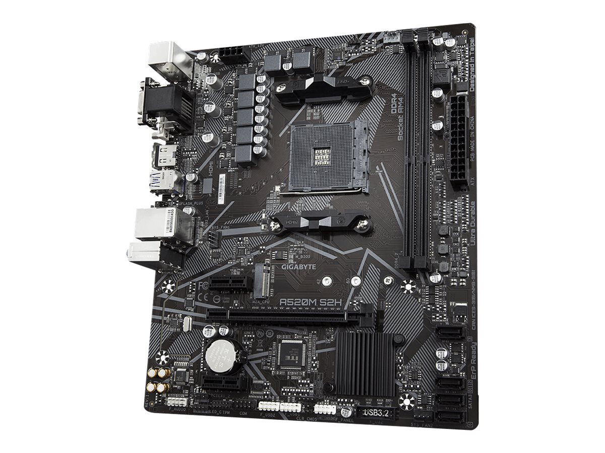 Gigabyte A520M S2H - 1.0 - Motherboard - micro ATX - Socket AM4 - AMD A520 Chipsatz - USB 3.2 Gen 1 - Gigabit LAN - Onboard-Grafik (CPU erforderlich)