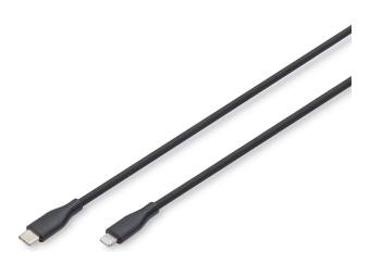 DIGITUS Lightning Silikon Anschlusskabel, USB-C - Lightning, 2m, schwarz