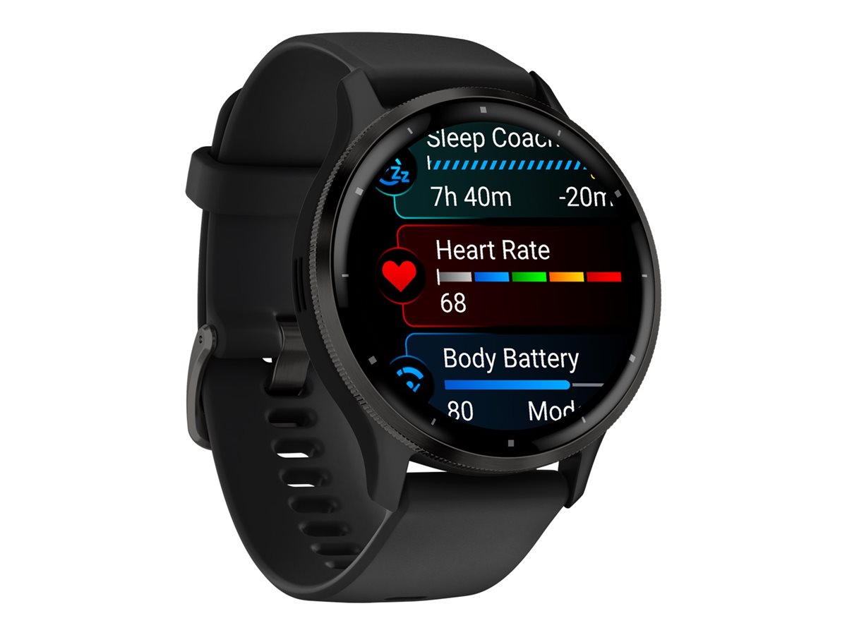 Garmin Venu 3 - 45 mm - schwarzes faserverstärktes Polymer - intelligente Uhr mit Band - Silikon - Handgelenkgröße 135-200 mm - Anzeige 3.54 cm (1.4")