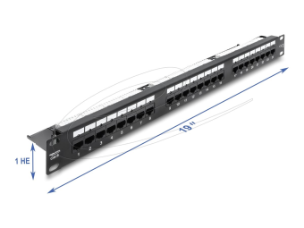 Delock 19? 1 HE Patchpanel 24 Port Cat.6 mit LED und Entlastungsschiene