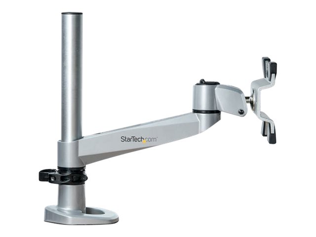 StarTech.com Desk Mount Monitor Arm, VESA or Apple iMacThunderbolt Display up to 14kg, Articulating Height Adjustable Single Desktop Monitor Pole Mount, Desk Clamp or Grommet, Silver - Small Footprint Design (ARMPIVOTB2)