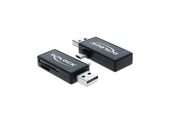Delock Micro USB OTG Card Reader + USB A male - Kartenleser (MMC SD microSD SDHC microSDHC SDXC microSDXC)