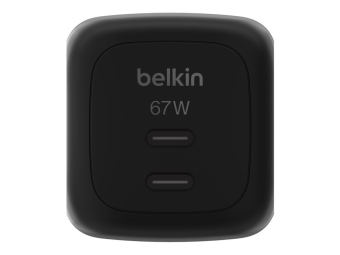 Belkin BoostCharge Pro - Netzteil - GaN - 67 Watt - Fast Charge, PD 3.1PPS - 2 Ausgabeanschlussstellen (2 x USB-C)