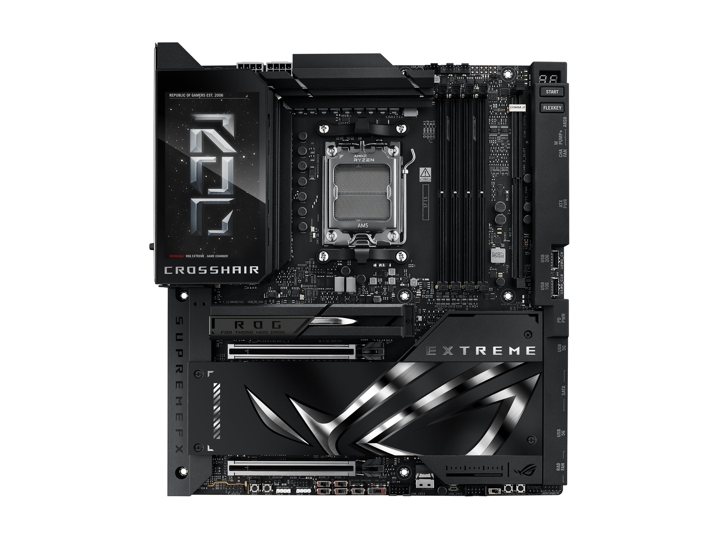ASUS ROG CROSSHAIR X870E EXTREME - Motherboard - ATX - Socket AM5 - AMD X870E Chipsatz - USB4, USB-C 3.2 Gen2, USB 3.2 Gen 2, USB-C 3.2 Gen 2x2, USB 3.2 Gen 1 - Wi-Fi 7, Bluetooth, 5 Gigabit Ethernet, 10 Gigabit LAN - Onboard-Grafik (CPU erforderlich)