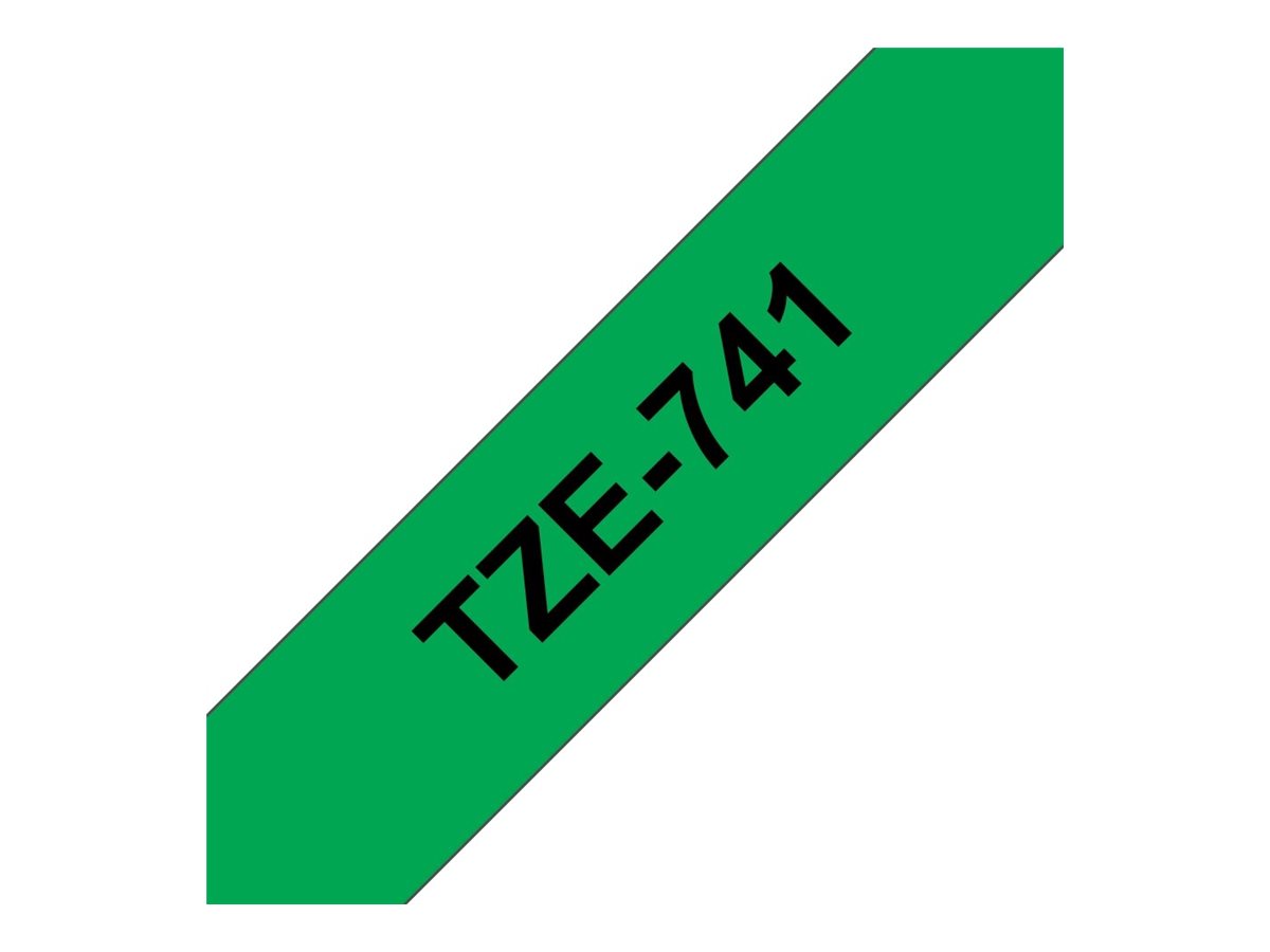 Brother TZe-741 - Selbstklebend - Schwarz auf Grün - Rolle (1,8 cm x 8 m)