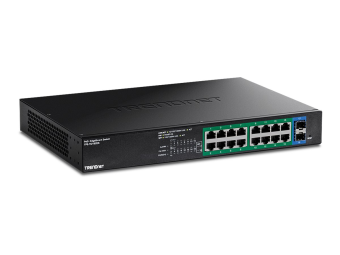 TRENDnet TPE-TG182ES - Version v1.0R - Switch - EdgeSmart - Smart - 16 x Gigabit Ethernet + 2 x Gigabit SFP - an Rack montierbar - PoE+ (240 W)