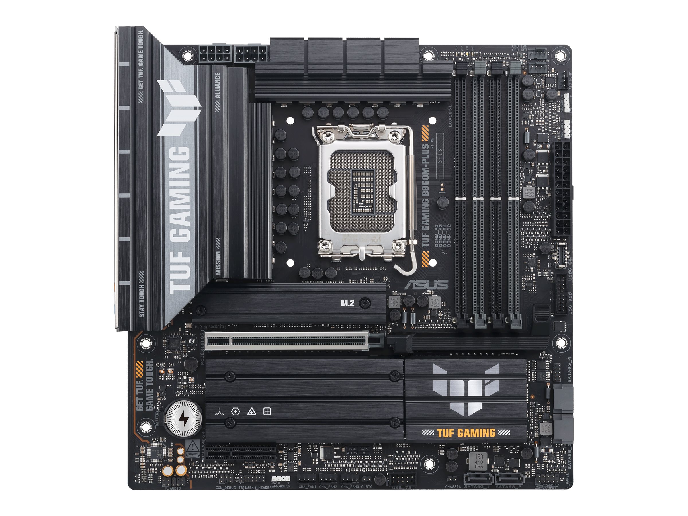 ASUS TUF GAMING B860M-PLUS - Motherboard - micro ATX - LGA1851-Sockel - B860 Chipsatz - USB-C 3.2 Gen 2x2, USB 3.2 Gen 2, USB 3.2 Gen 1, USB-C 3.2 Gen2 - 2.5 Gigabit LAN - Onboard-Grafik (CPU erforderlich)