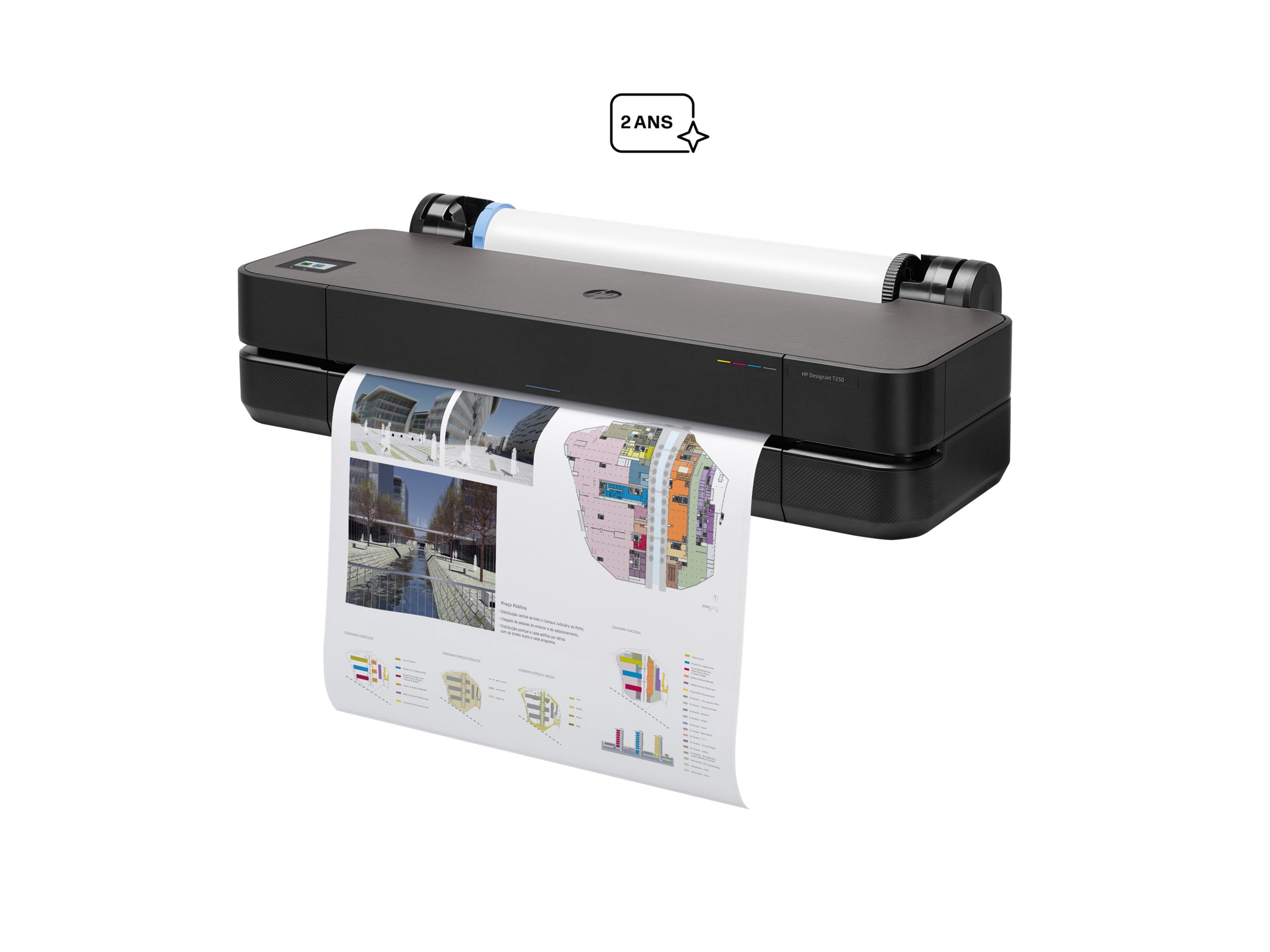 HP DesignJet T250 - 610 mm (24") Großformatdrucker - Farbe - Tintenstrahl - A1, ANSI D - 2400 x 1200 dpi - bis zu 0.5 Min.Seite (einfarbig)