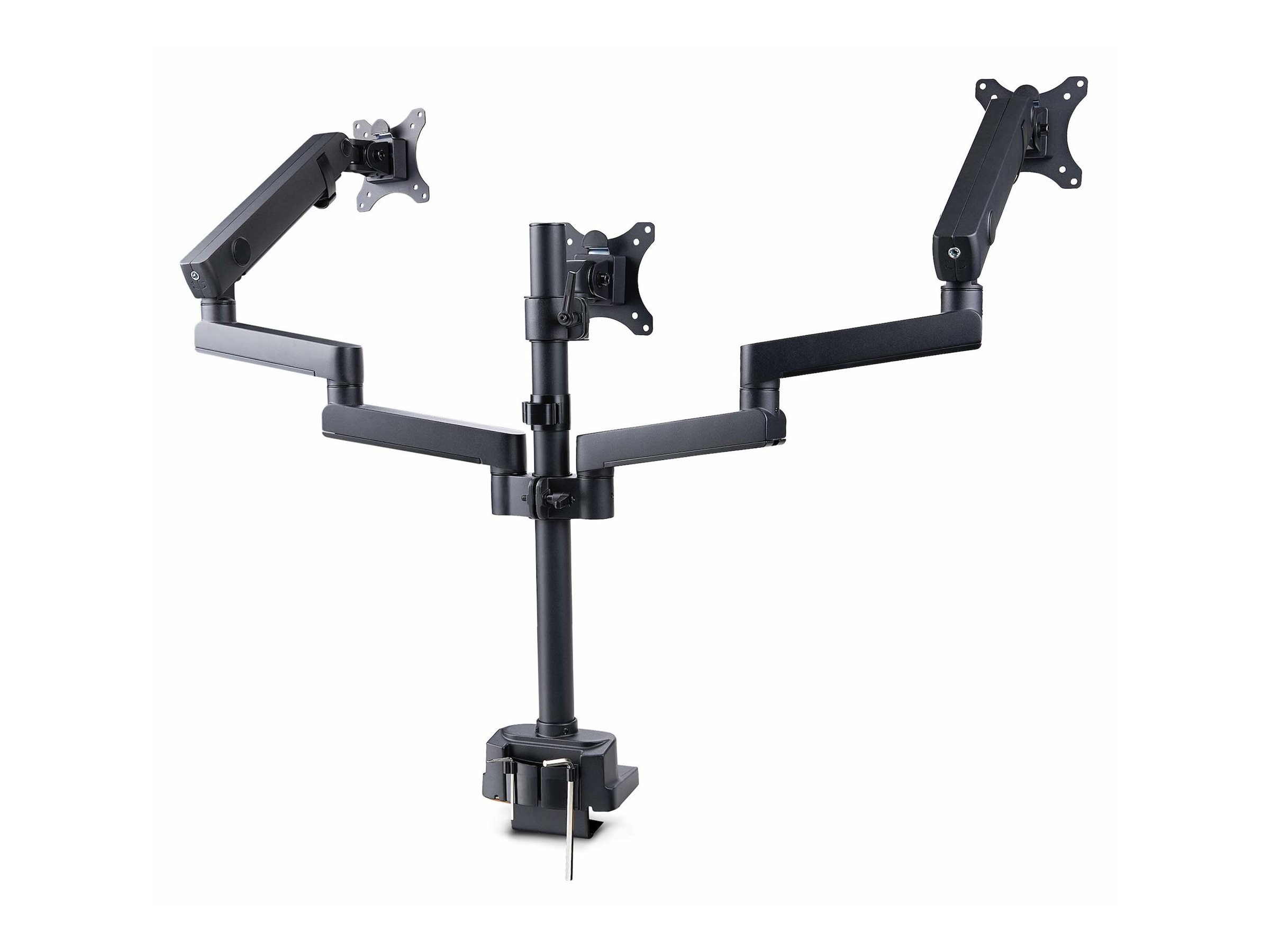 "StarTech.com Triple Monitor Desk Mount For Up To Three 27in Screens, VESA 75x75100x100, Tool-Less Arm Adjustments, C-ClampGrommet Mount, Spring-Assisted Arms - Befestigungskit - einstellbarer Arm - für 3 LCD-Anzeigen - Aluminium, Stahl, Kunststoff - Sc