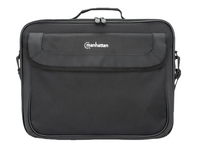 Manhattan Cambridge Laptop Bag 15.6", Clamshell Design, Black, LOW COST, Accessories Pocket, Document Compartment on Back, Shoulder Strap (removable)